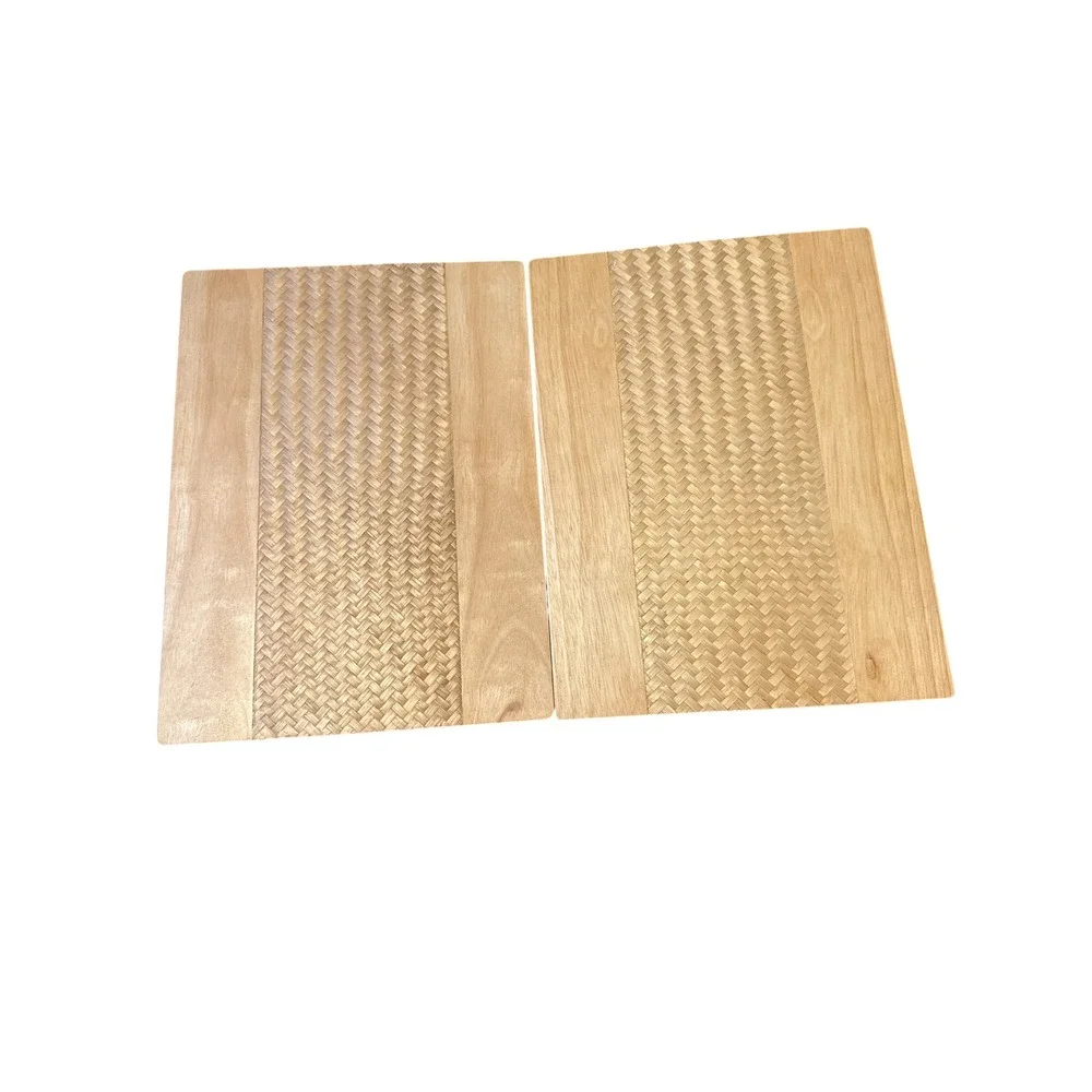 Cloverleaf Placemats Set of 4 Brown Woven Wood Bamboo Boho‎ Dining Mats